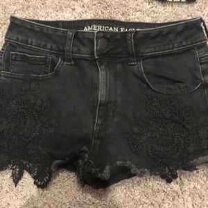 American eagle black denim shorts
